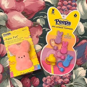 Peeps Pink Palm Pet Toy and Drinking Straws for Kids